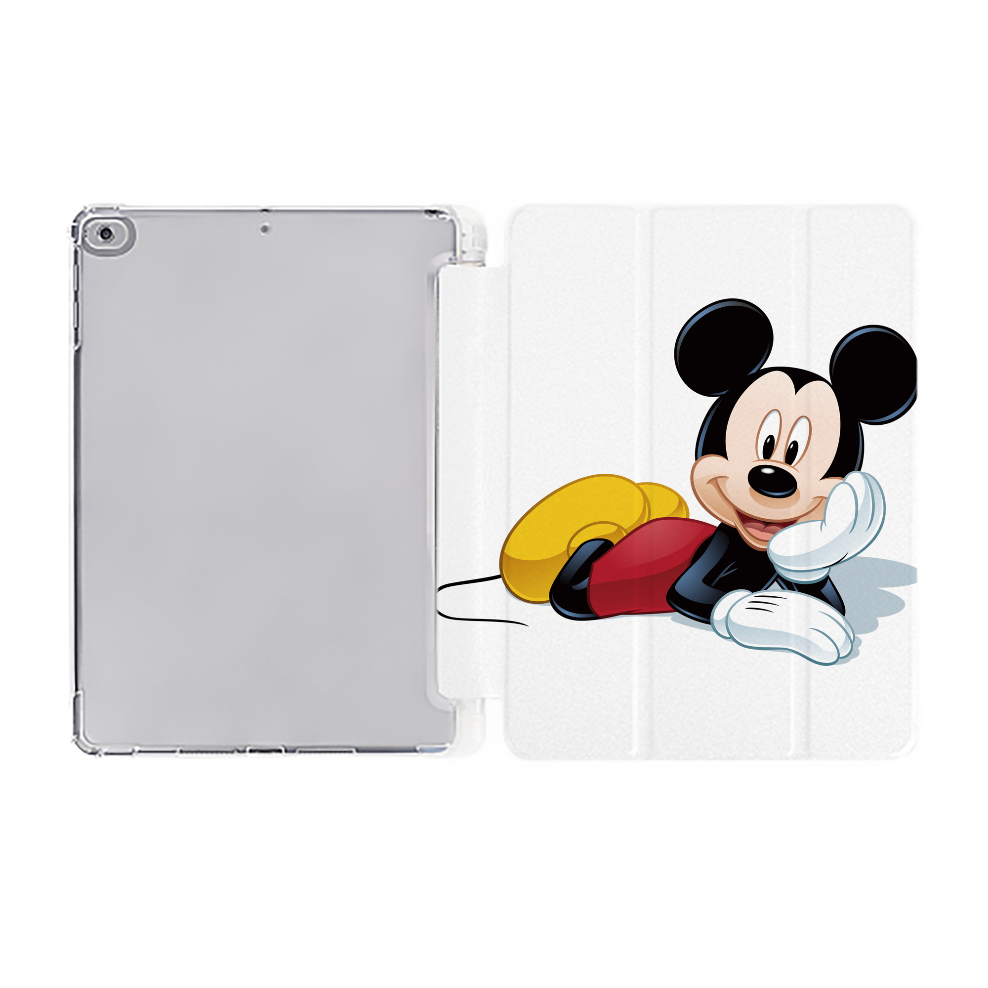 （画像用） ミッキーマウス Mickey Mouse IPad ケース ペン収納付き 三つ折りスタンド PUレザー×シリコン 対応機種9.5/10.5/10.9インチ